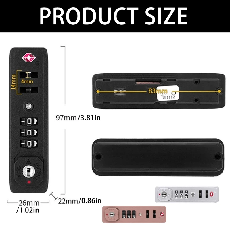 Travel Luggage Lock 3 Digit Number Password Lock Suitcase Travel Bag Secure Safety Code Combination Lock Replacement