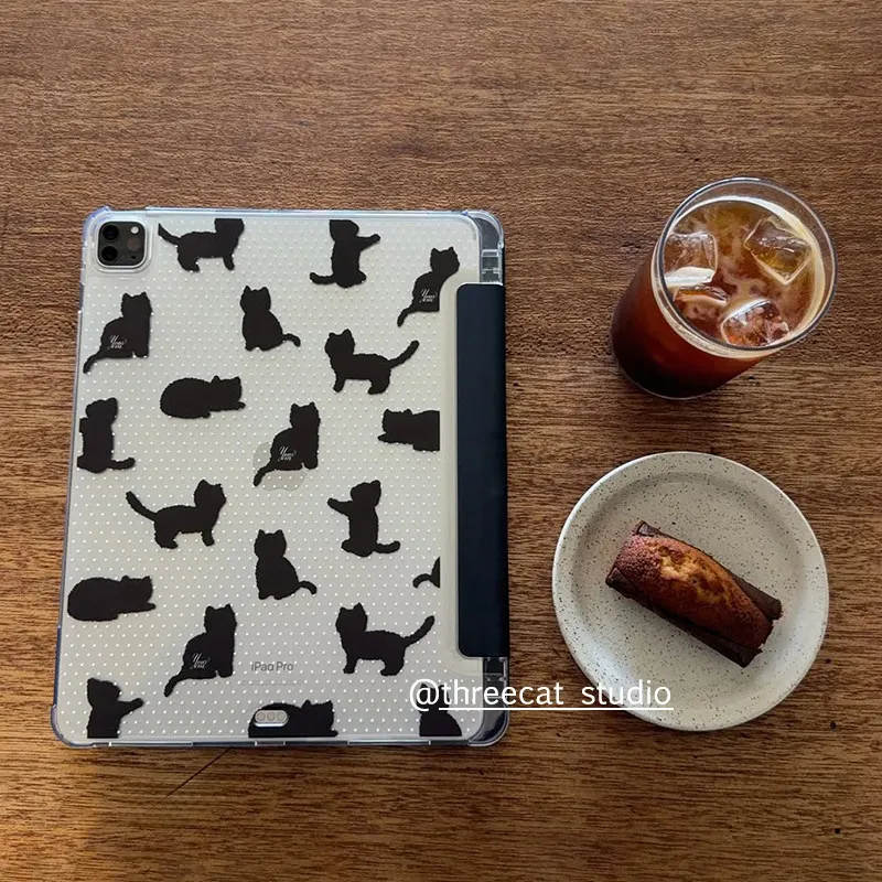 Simple Polka Dot Puppy KitteCase 3+Y Fold For Samsung Tab S8 S9 S11 FE S6 Lite Tablet Case 10S11 S8+ S6Lite A7 8 English Case