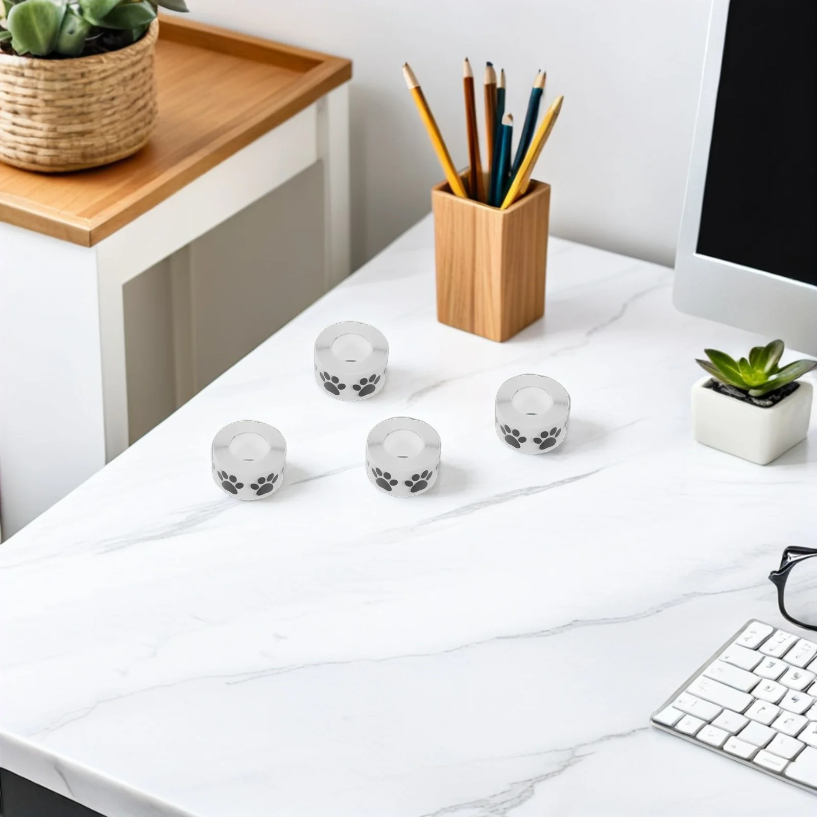 

4 Rolls Car Paw Decals Transparent Paw Print Roll Stickers Easy Apply Remove Dog Cat Footprint Vehicle Decoration DIY Party Auto