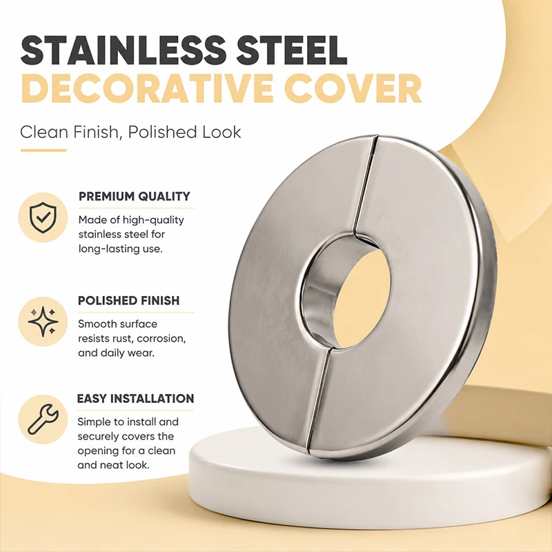 Stainless Steel Pipe Hole Cover Decorative Wall Shield Concealment Plate for Faucet Air Conditioner Gas Water Tube