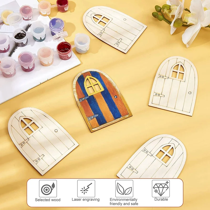 미도색 시뮬레이션 나무 요정 미니 빈 정원 할로우 아웃 엘프 문짝, 미니어처 DIY 공예 장식, 30 개