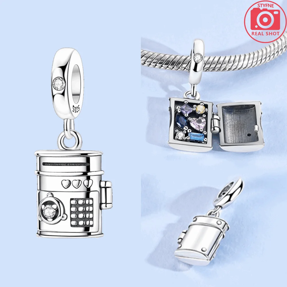 925 Silver Love Beads Colored Zircon Openable Safe Charms Pendant Fit DIY Original Bracelet Necklace Jewelry Fashion Gift Making