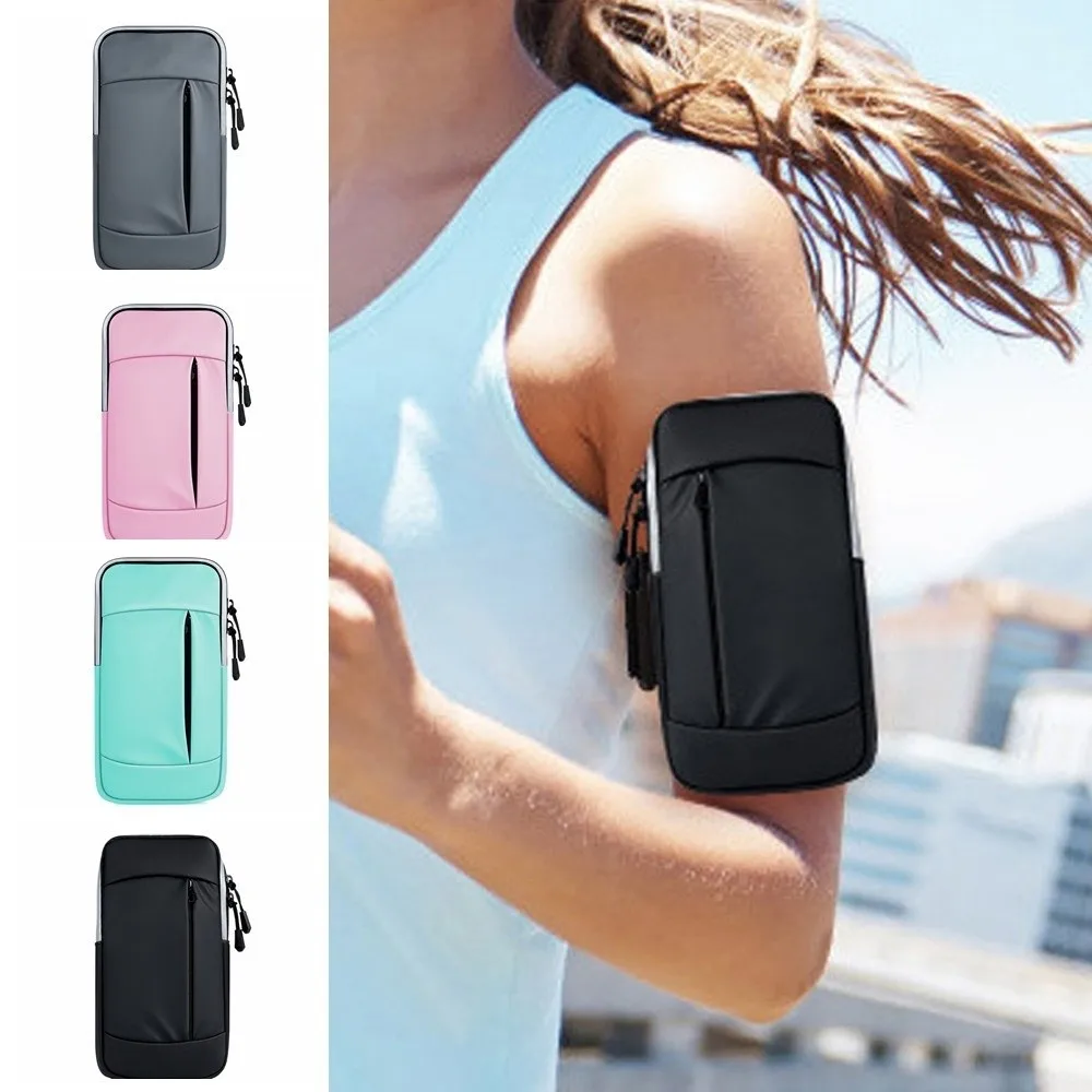 Borsa da braccio sportiva impermeabile Custodia da jogging Porta telefono da corsa di grande capacità Borsa per telefono da ciclismo traspirante con cerniera Uomo Donna