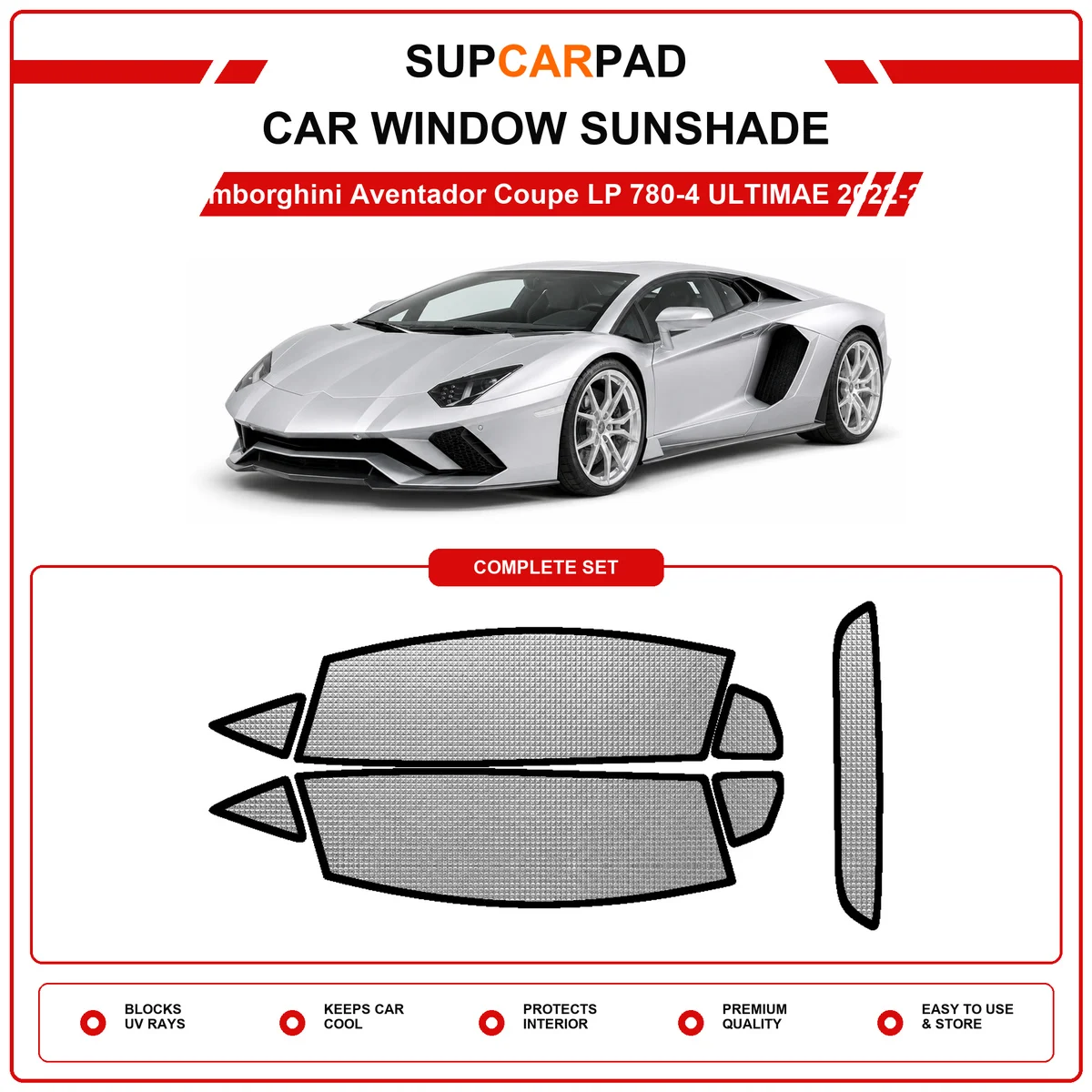 For Lamborghini Aventador Coupe LP 780-4 ULTIMAE 2022-2026 Pre‑Cut Auto Window Sunshade Anti‑UV Car Sun Visor Protector