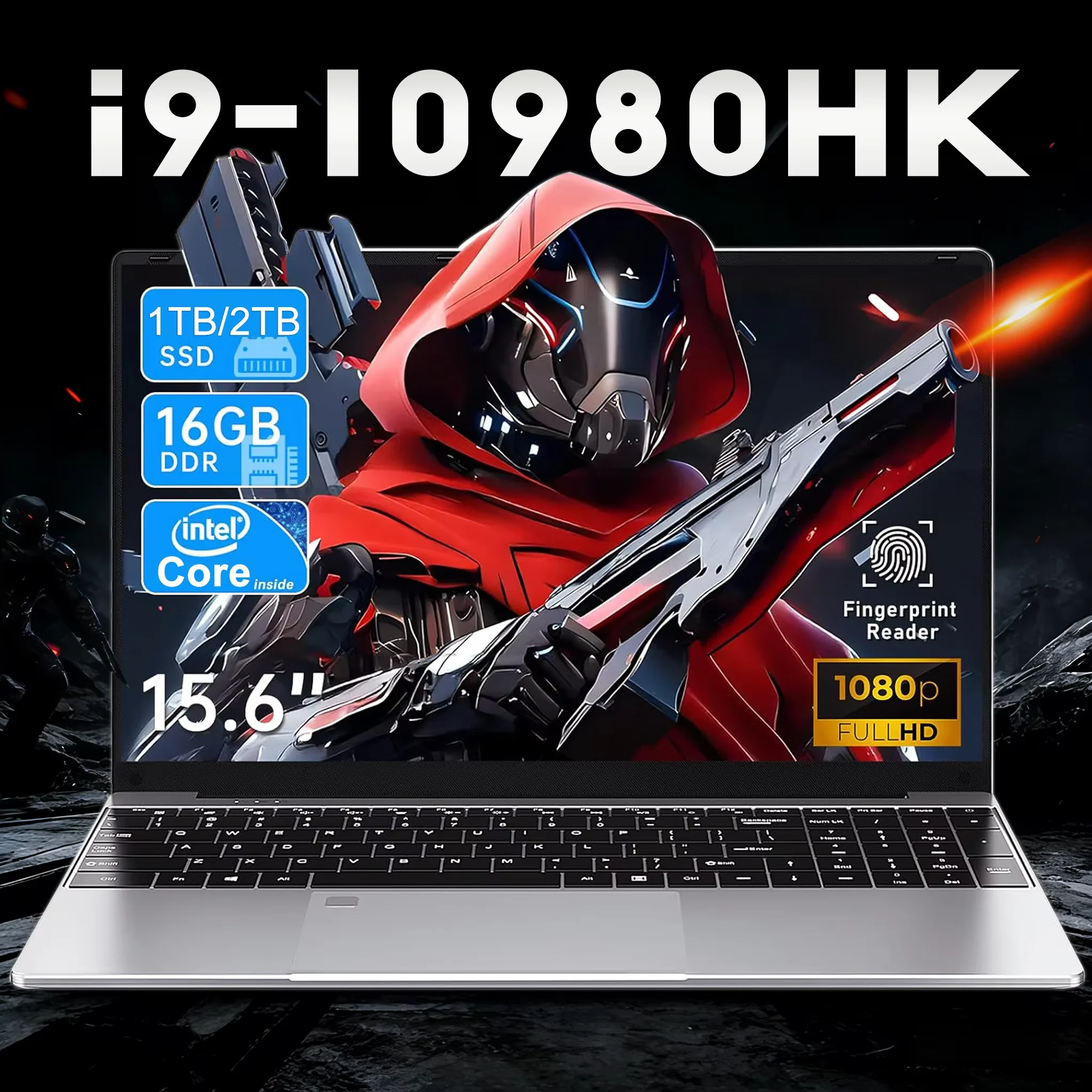 

15.6 Inch Laptop Intel Core i9-10980HK Windows 11 Por 32GB DDR4 M.2 2048TB SSD Ultrabook Computer Fingerprint Unlock WIFI 5 BT