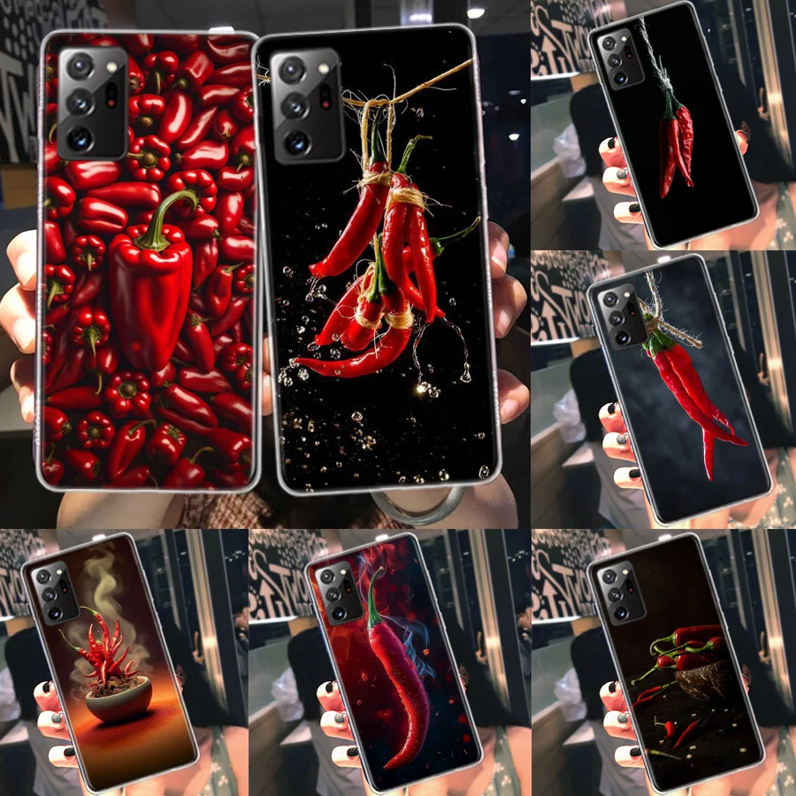 Taste The Flavor of Chili Peppers Phone Case For Galaxy Samsung S22 Plus S21 Ultra Clear S20 S23 S24 FE S10 S10E S9 S8 Cover Pat