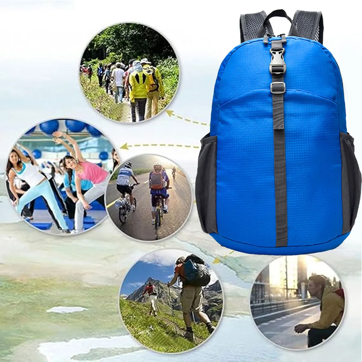 Foldable Backpack Adjustable Waterproof Hiking Rucksack Handy Small Camp Daypack