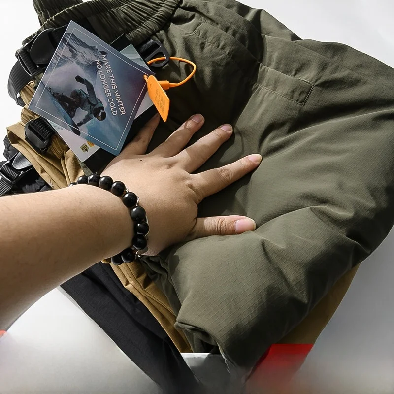 High-End Outdoor Function Multi-Pocket Workwear 90 down Fleece Skiing Hiking Mountain Climbing Windproof Warm Casual Pants