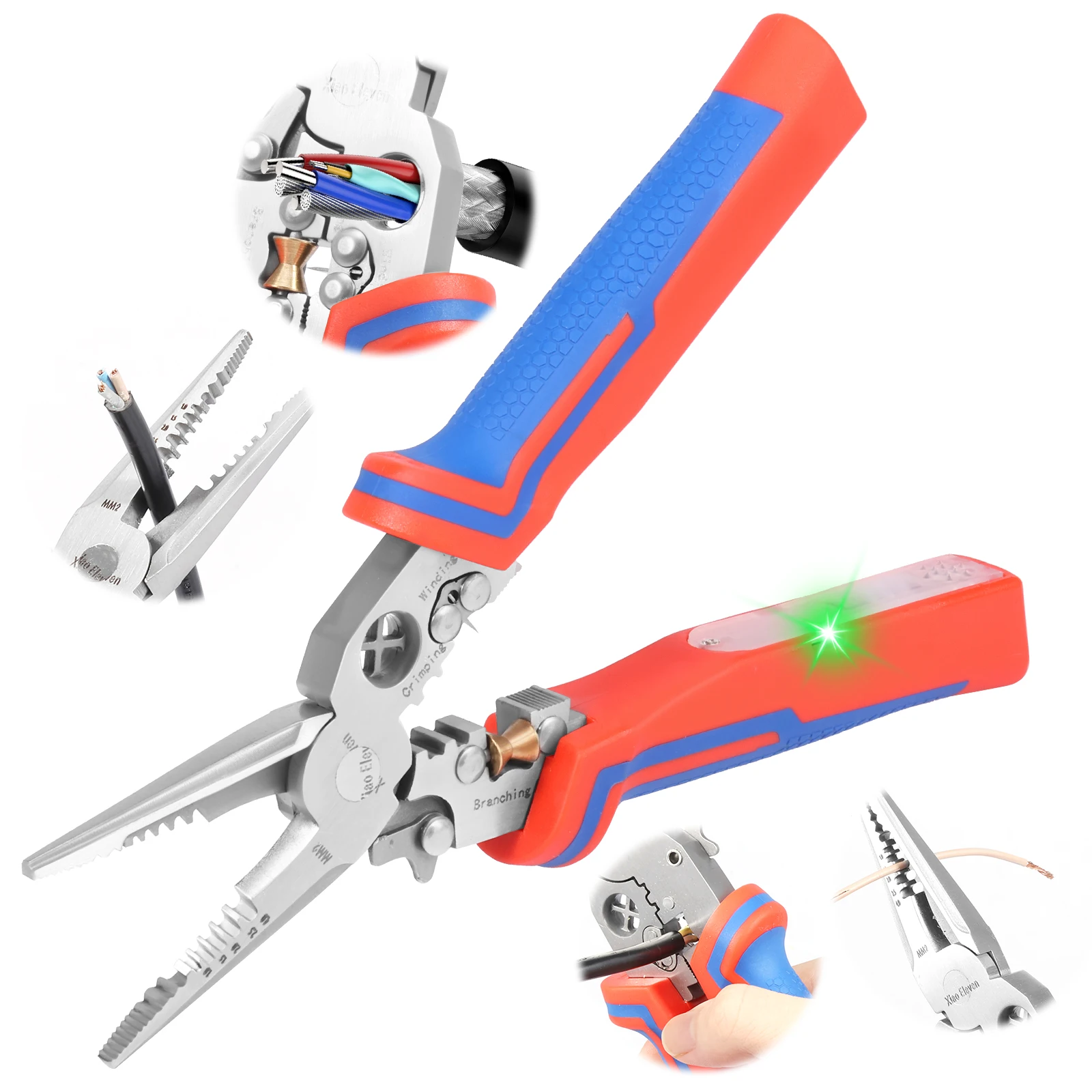 

Многофункциональные плоскогубцы для зачистки проводов 8 в 1, портативный инструмент для зачистки кабеля с тестером напряжения, электрик, резка проволоки, разделение