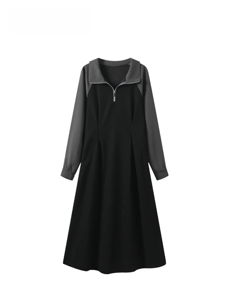 

plus Size Women's Ne Dr Waist Cinched Spring New Sle Patchwork Fake Two-Piece Skirt Casual High Waist A-Line Long...