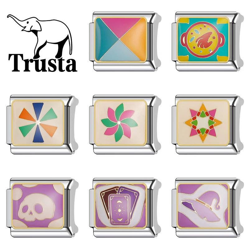 Trusta 2026 Hot Lucky Tarot Card Magic Patterned Italian charm bracelet DIY Making Beads Gifts Stainless Steel Wholesale N708