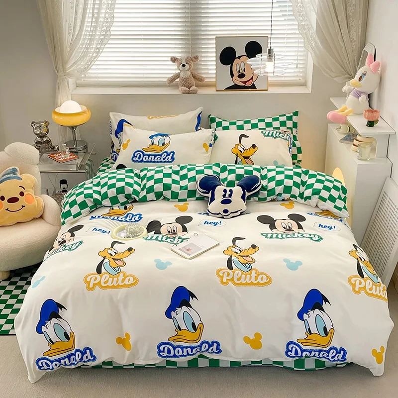 Disney Kids Duvet Cover Bedding Set Kawaii Mickey Minnie Double Single Size Bedroom Decoration Children Gifts Queen King Size