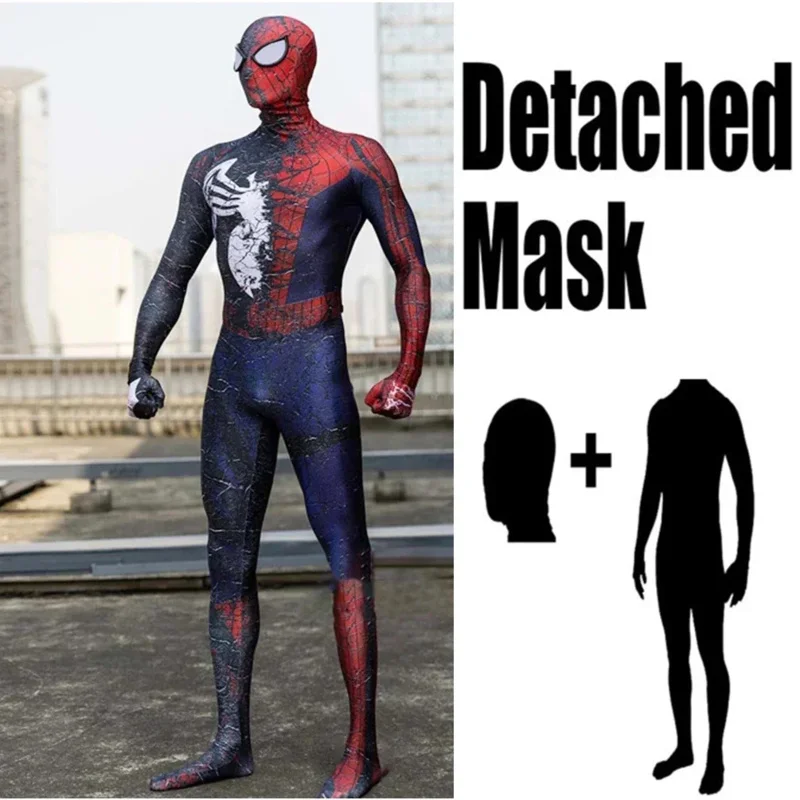 AD1 Halloween adultos niños traje simbionte disfraz de superhéroe Cosplay mono completo Zentai traje de segunda piel hombres mono de fiesta 5 @ rD ~