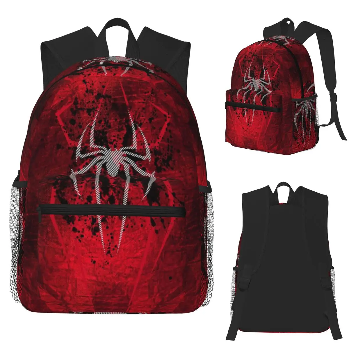 Red Spider Print (6) Student Backpack School Bag Hiking Travel Daypack for Men Women Bookbag Shoulder Bags