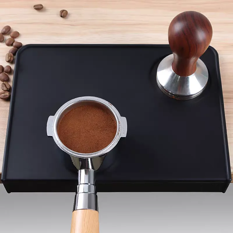 

Coffee Tamper Mat Tamping Rest Holder Corner Edge Pad Black Office Bar Shop Silicone Espresso Station Coffee Accessory