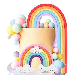 1pc Colorful Rainbow Cake Toppers Girls Unicorn Birthday Cake Decoration Topper For Wedding Anniversary Party Supply Baby Shower