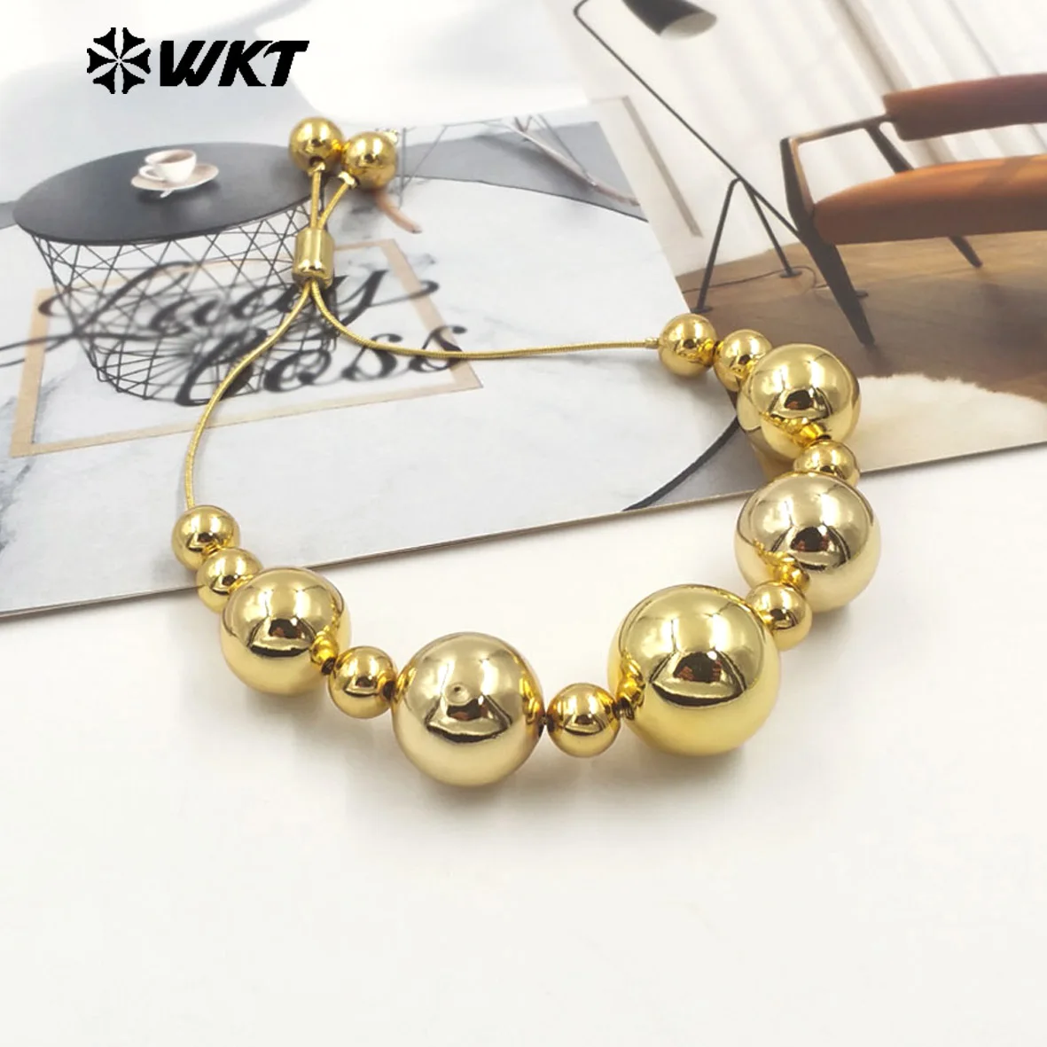 WT-JF345 Trendy Elegant With 18k Gold beads Spacing Design Can Be Adjustable Bracelet For Women Special Jewelry Gift