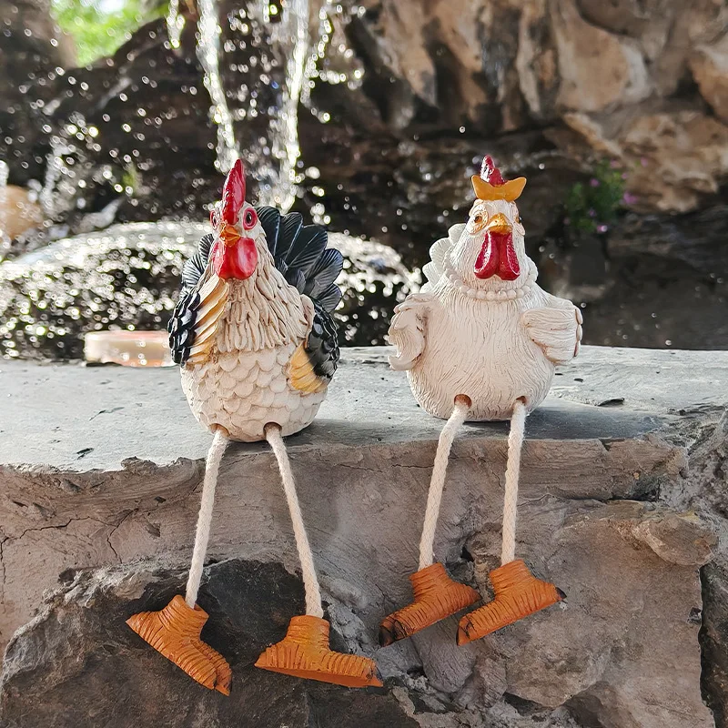 لطيف طوالة الدجاج الحلي في الهواء الطلق حديقة ديكور المنزل فناء الديكور حديقة تماثيل راتنج الهدايا
