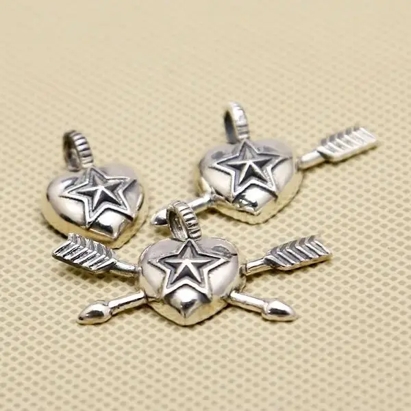 

Ethnic style pure silver peach heart pendant trendy personality female collarbone chain with one arrow piercing heart pendant ne