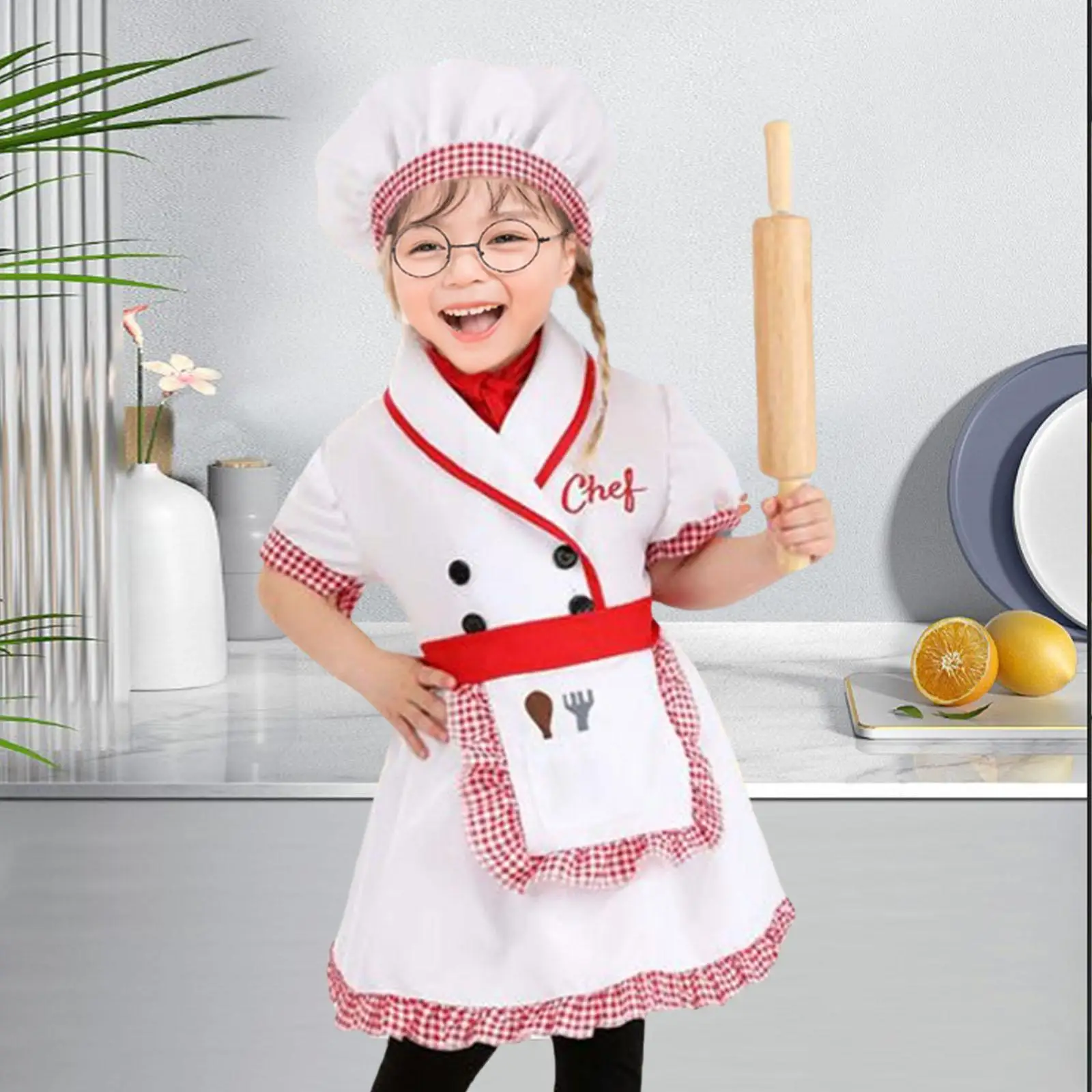 Strój szefa kuchni dla dzieci, zabawny i uroczy, akcesoria kuchenne dla dzieci na imprezy tematyczne, przebrania, maskarady, odgrywanie ról szefa kuchni.