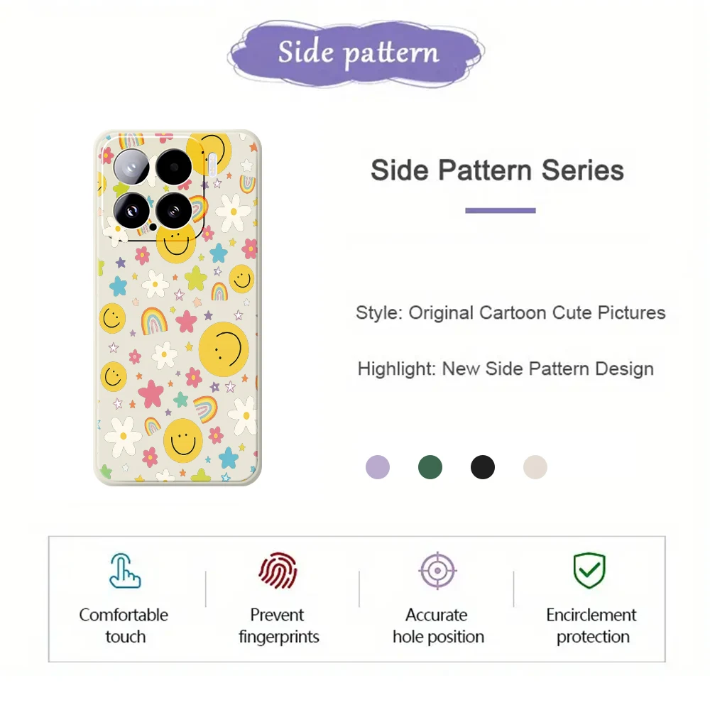 Etui na telefon z motywem kwiatów i uśmiechniętej buźki dla Xiaomi Mi 15 Ultra Mi 14T 13T 12T 11T Pro, silikonowe etui dla Xiaomi Mi 13T Pro Mi 11T Pro