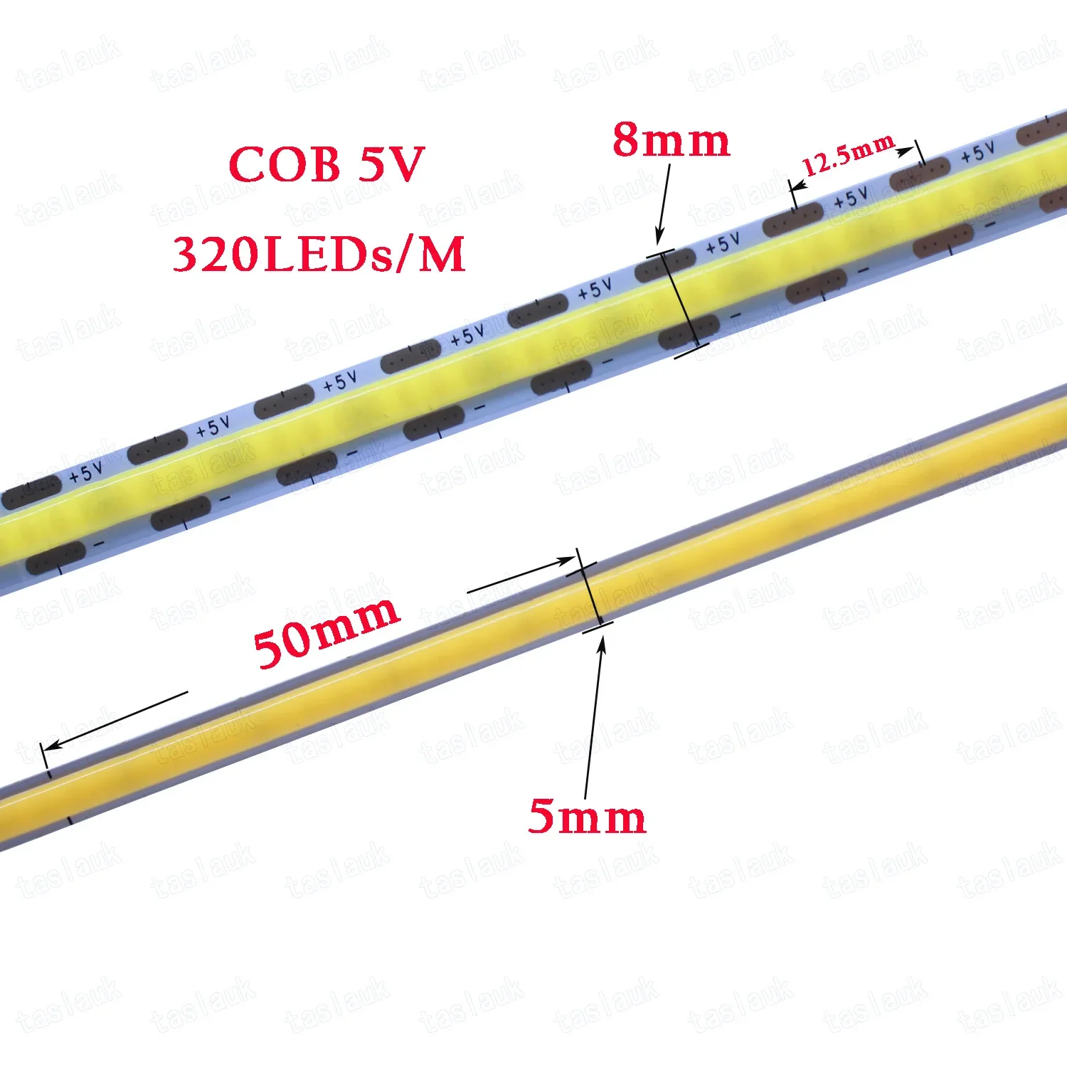 5V 12V 24V COB LED Strip Light 320 384 480 528LEDs/m 3mm 5mm 8mm 10mm High Density Flexible RA90 Warm Nature White Linear tape