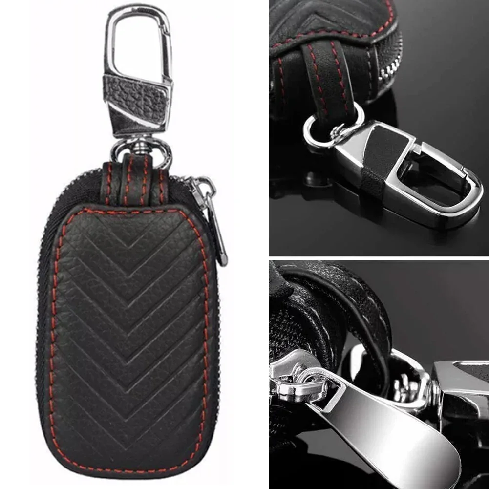 

Car Key Case Leather Car Key Keyless Go Protection Key Bag Case Car Key Protection Bag Black Auto Key Protection Cover