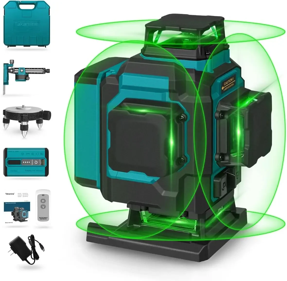 16 Lines Green Laser Level Pro, 4x360° 4D Green Cross Line Professional Laser for Construction, Remote Controller, green laser