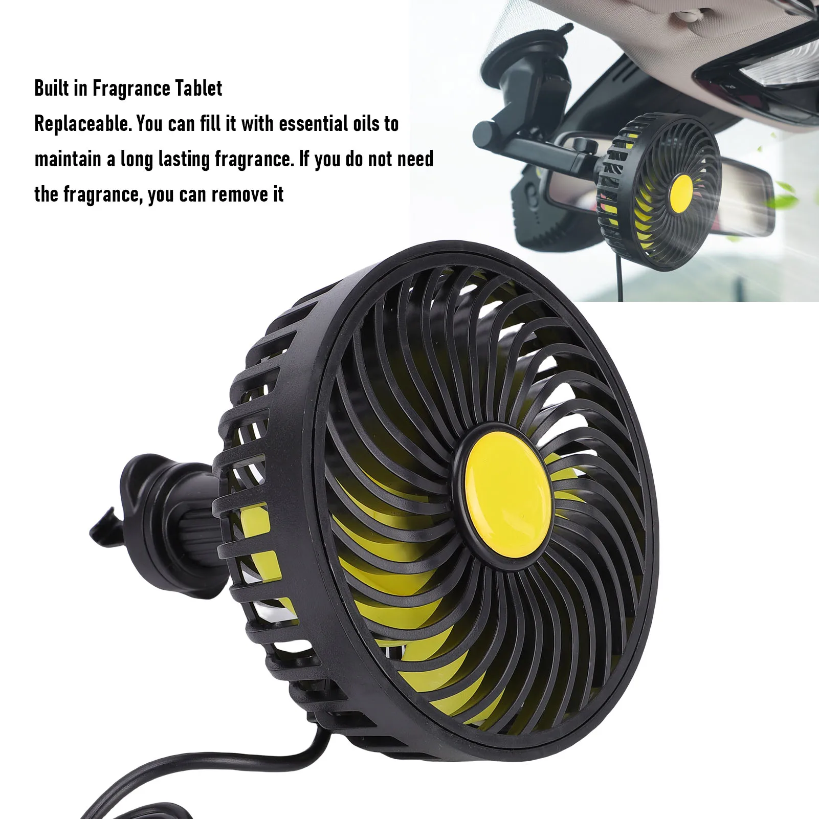 

Car Chair Fan USB Powered Car Fan Air Circulation Fan for Vehicle Chair Rear Headrest 360 Degree Rotatable Head 18ft/s 3500RPM