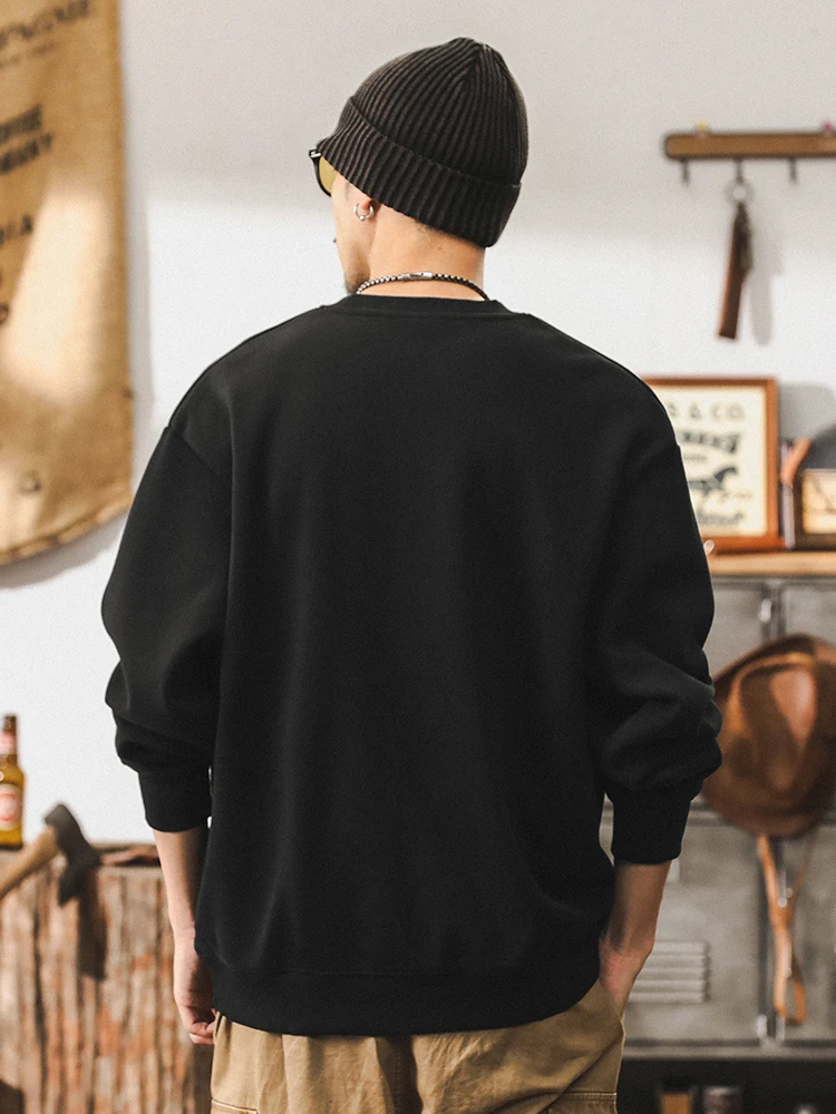 American Sle Fce Lined Hoodie Men's Casual Loose Simple Cotton Polyester Blend Long Sve round Ne Sweatirt