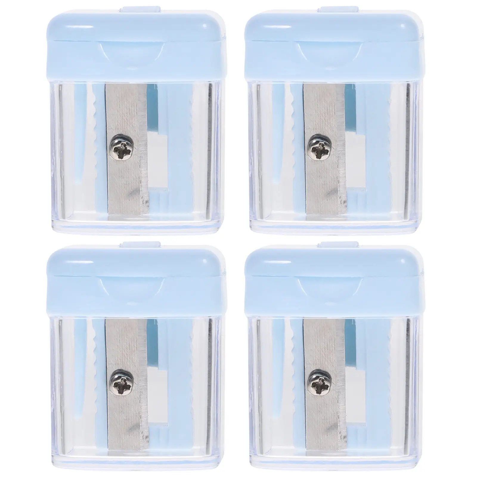 4 قطع مبراة مكياج مدمجة للسفر، مزدوجة الفتحات، متوافقة مع أقلام الحواجب وقلم تحديد الشفاه وأقلام تحديد العيون