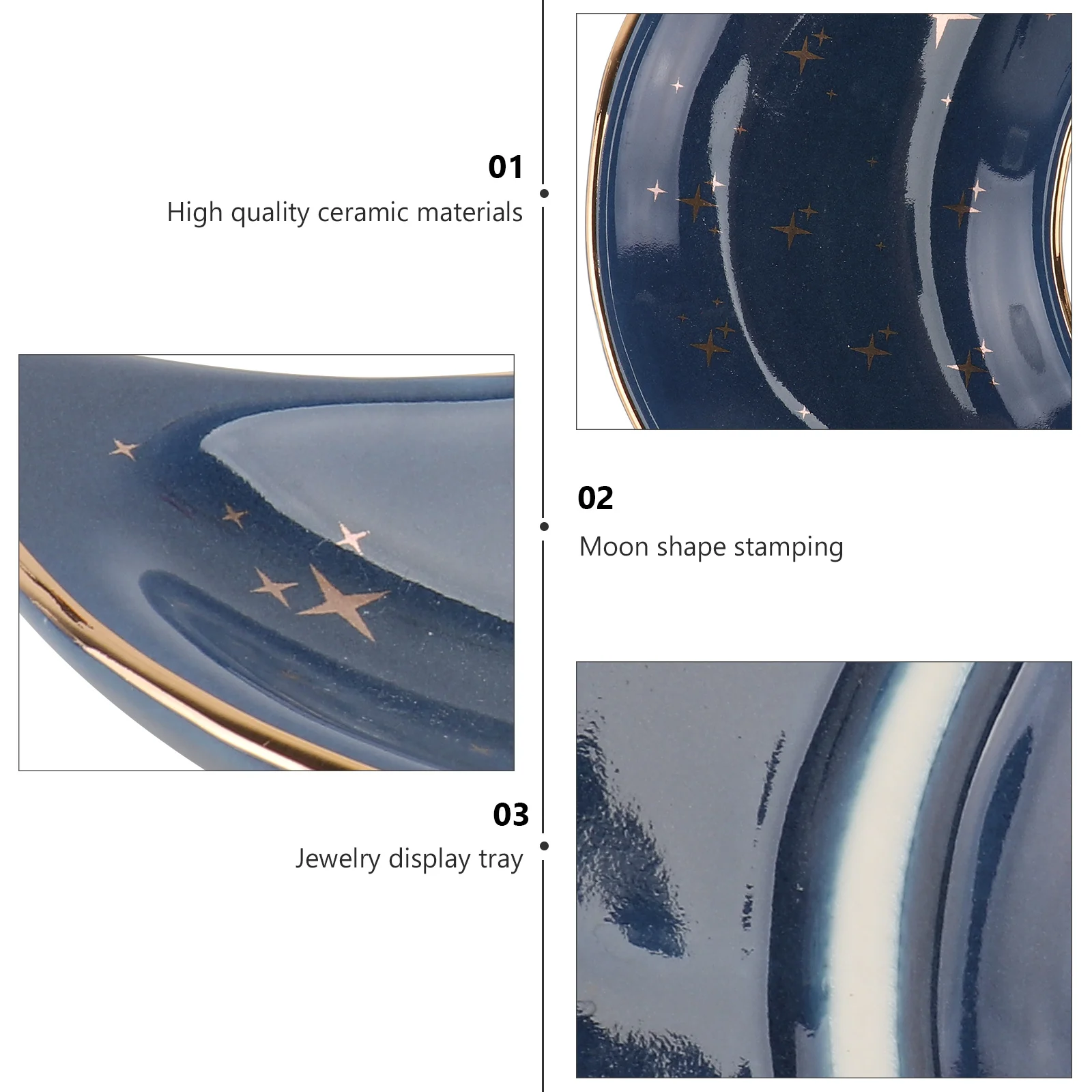 

1 шт. керамический поднос в форме луны, держатель для хранения ювелирных изделий для серег, колец, браслетов, ожерелий, дисплея, домашний декор, многоцелевой