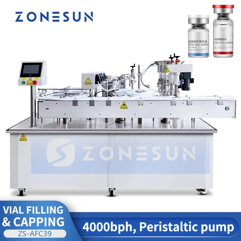 Zonesun ZS-AFC39 Riempitrice automatica per bottiglie ad alta velocità e tappatrice Riempitrice monoblocca Riempitrice per pompa peristaltica