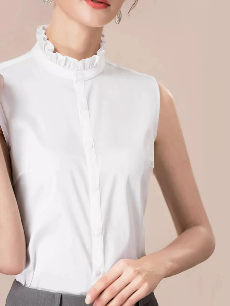 Ele Svel irt Commute Colletto rialzato in legno antietà Colore puro Primavera Sle Top dimagrante Faion da donna