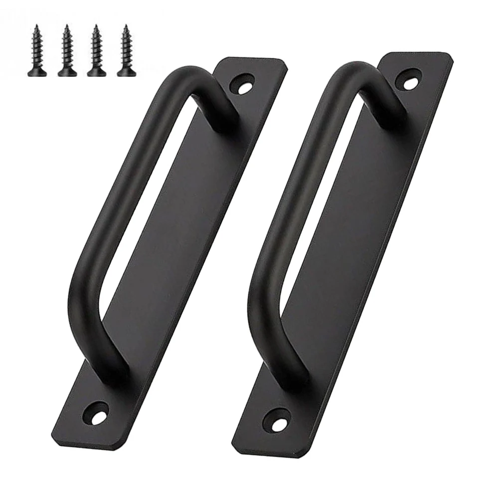 2Pcs Black Door Pull Handles Sliding Door Handles Aluminium Alloy Wooden Gate Shed Handles Cabinet Pull Drawer Knob Hardware