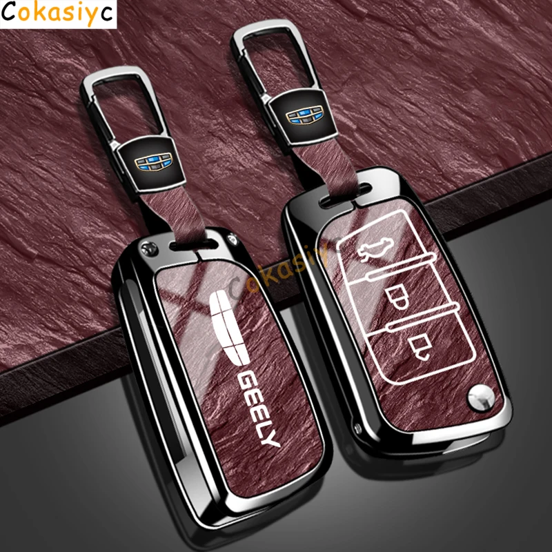Новый чехол для автомобильного ключа для Geely GX3 EC7 EC8 GC6 EC715 EC718 Emgrand7 EU7 EC7-RV EC718-RV брелок из цинкового сплава ТПУ с каменным узором