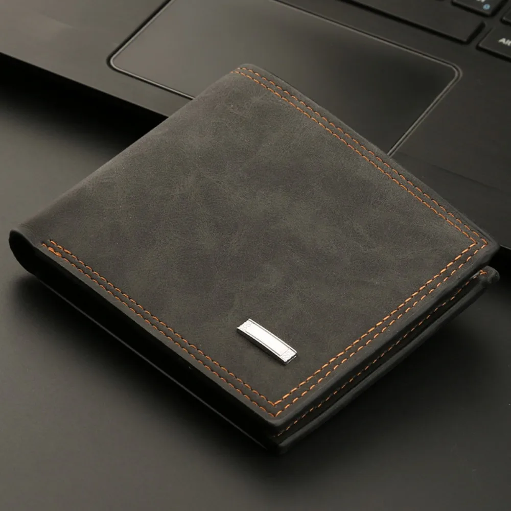 PU Leather Short Wallet Fashion Solid Multicapacity Leather Wallets Minimalist Coin Bag Men