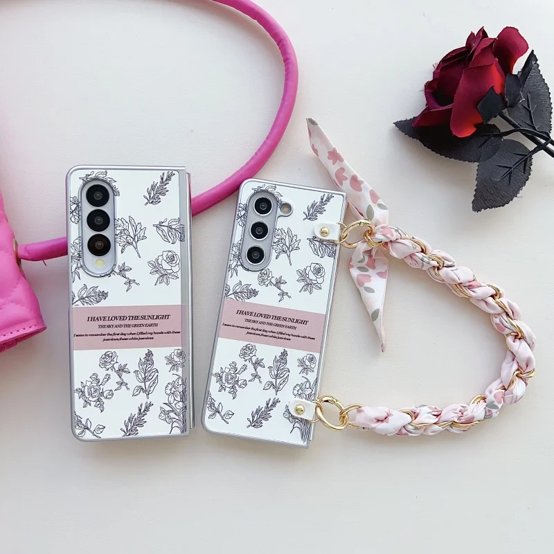

Phone Case for SAMSUNG Z FOLD2 3 4 5 Flowers Patterned Phone Case SAMSUNG Z FOLD2 3 4 5 Fashion Silk Scarf Bracelet Phone Case