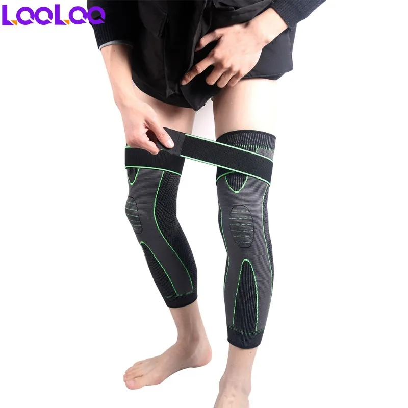 1Pcs Compression Leg Sleeves with Elastic Straps for Men & Women,Long Leg Braces Knee Sleeve for Basketball,Football Volleyball