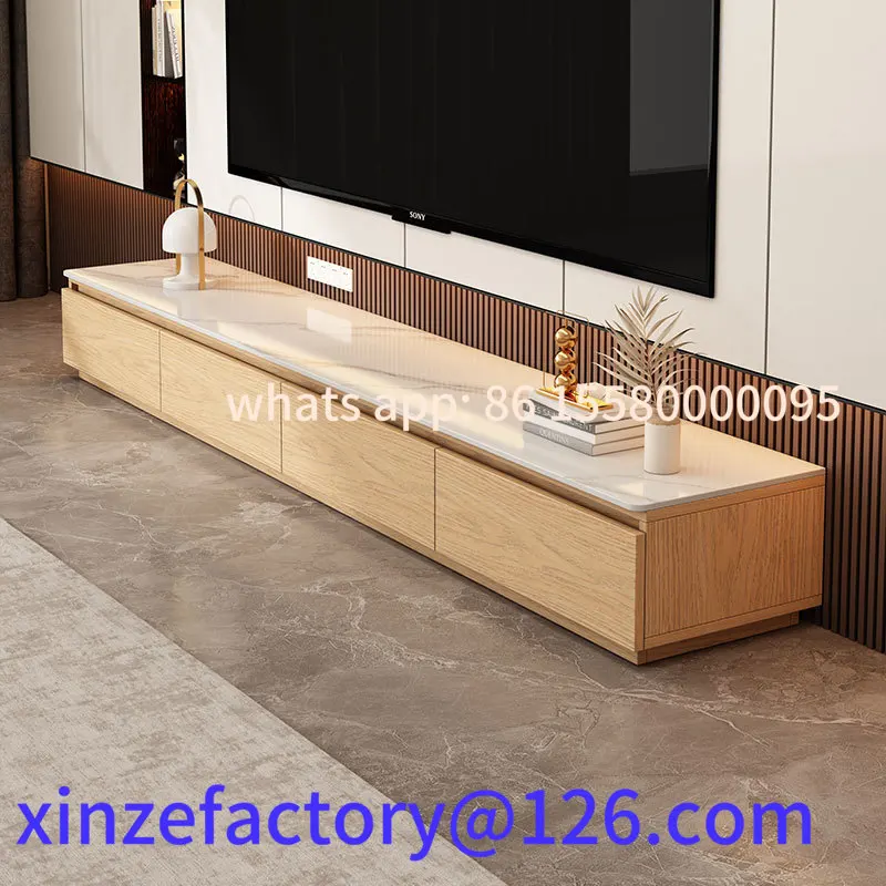 

Customizable slate solid wood TV cabinet integrated with floor cabinet