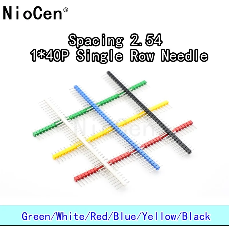 （100pcs）Color needle arrangement 2.54 spacing 1 * 40P single row needle single row straight needle green/white/red/blue/yellow