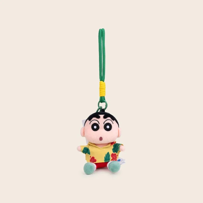 2025 New Kawaii Crayon Shin Chan Beach Series Plush Doll Cartoon Creative Backpack Pendant Keychain Children's Festival Gift