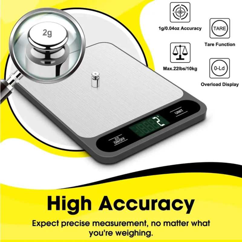 1pc Food Scale 22lb/10kg 5kg Digital Kitchen Scale Grams And Oz For Baking Cooking And Weight Loss 1g/0.04oz Precise Graduation