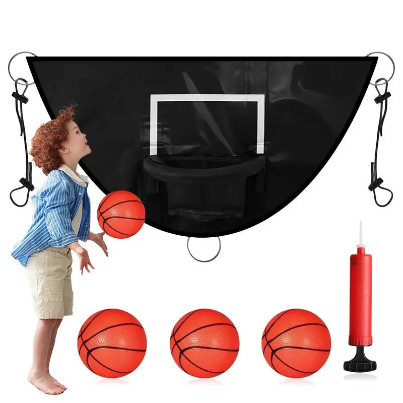 Trampoline Basketball Hoop Multipurpose Trampoline Basketball Hoop Set Sunproof Basketball Hoop With Pump & Ball For Boys And