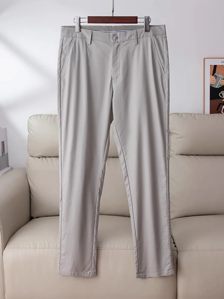 

High-End Fabric Anti-Wrinkle Sli Men's Summer Thin Casual Pants Busin Gentleman Sle Daily Wear Straight Leg Long Tro...