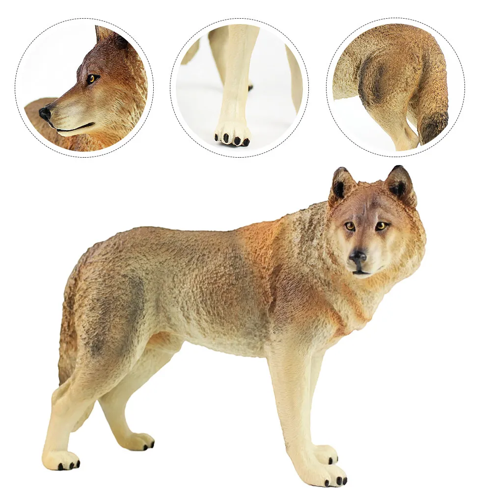 

Detailed Plastic Wolf Statue Realistic Wildlife Animal Decoration for Indoor Outdoor Desktop Garden Wolf Toy Animal Figurines