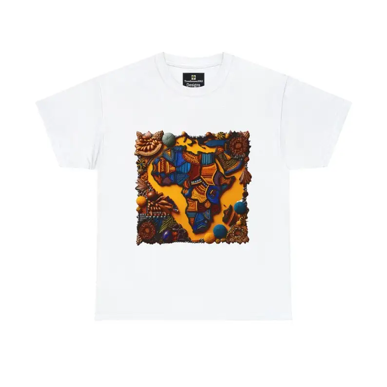 African continent t-shirt Unisex Heavy Cotton Tee, African Treasures Vibrant Map of Africa Shirt