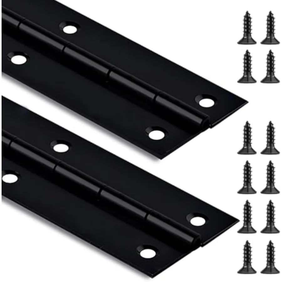 

2 Pack Black Piano Hinge x 2 Open Width Heavy Duty Stainless Steel Piano Hinge Continuous Hinge for Cabinet, Door, DIY Wood Box