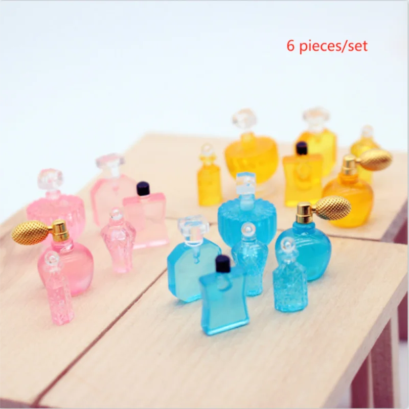 6 unids/set lindo simulación Perfume casa de muñecas juguetes modelos en miniatura adornos decoración DIY accesorios de resina niños juguetes para jugar a las casitas
