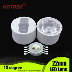 10PCS LED Lens For RGBW 4W 8W RGBWW Chips Light 22mm Integrated Focus 10 Degree Optical Reflector Collimator Lenses Stage Lamp